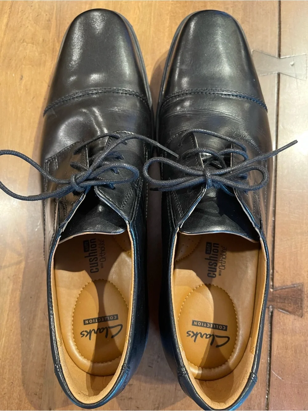 Clarks Black Leather Lace-Up Cap-Toe Derby